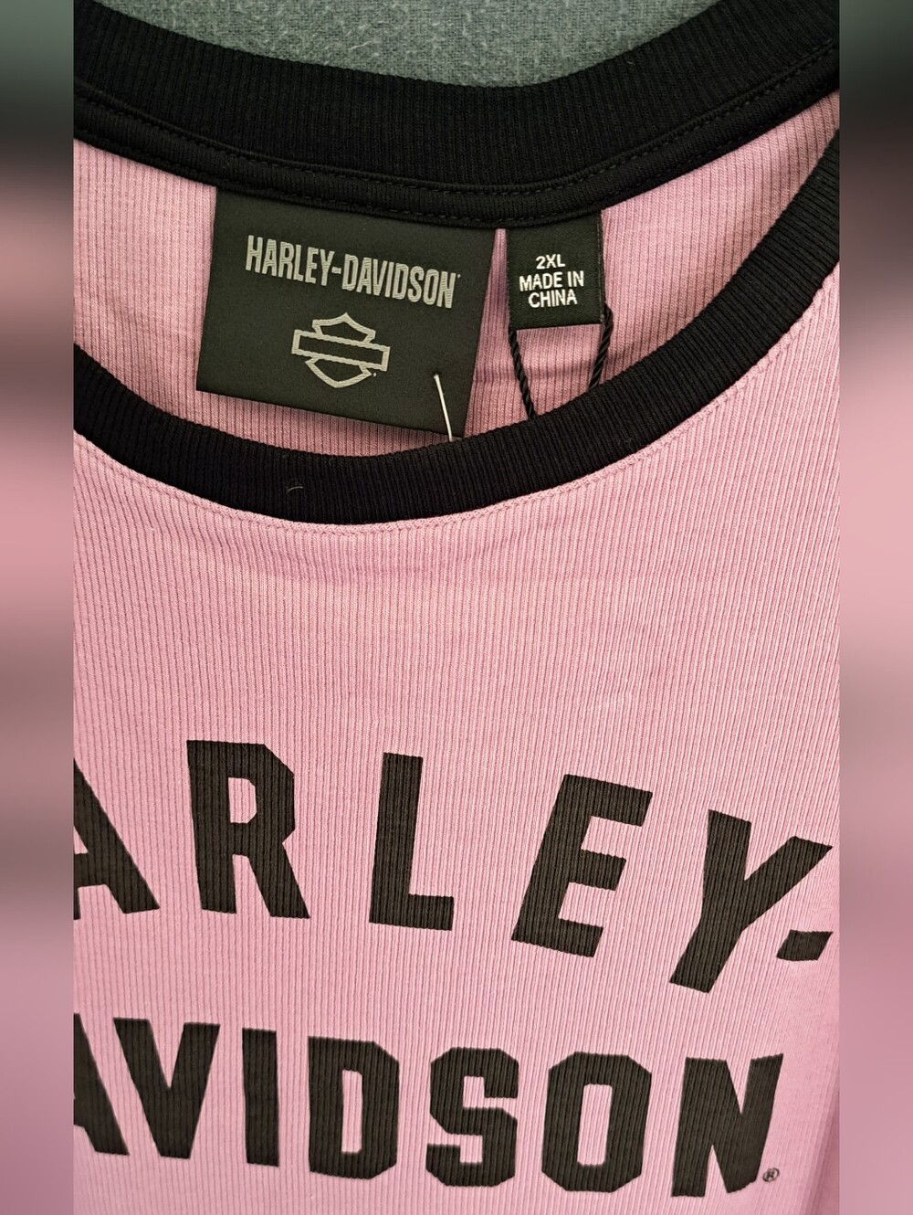 Harley-Davidson Pink Tank with Black Logo and Trim NWT - Picture 2 of 4